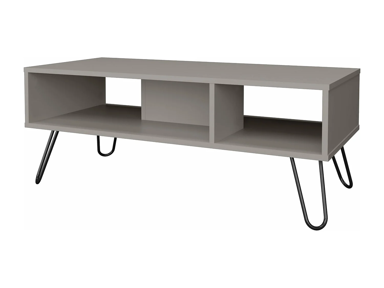 Table centrale Genoa en mélamine avec 3 étagères , Gris , 40 cm X 101.1 cm X 45 cm