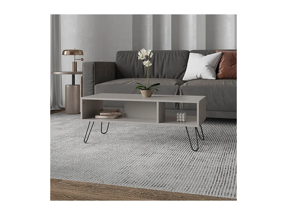 Tavolo centrale Genoa in melaminico con 3 ripiani , Grigio , 40 cm X 101,1 cm X 45 cm