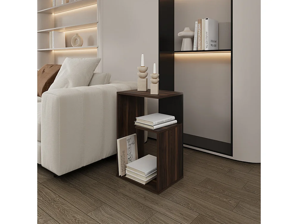 Mesa auxiliar everett en melamina con 3 estantes , Marrón , 63.4 cm  X 39.8 cm  X 30 cm