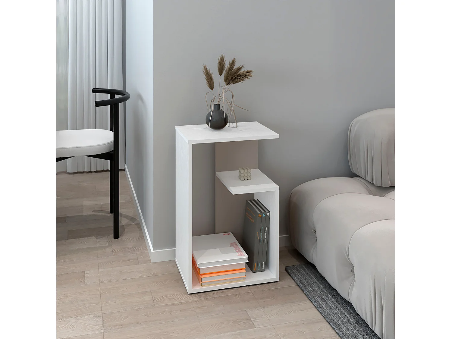 Mesa auxiliar everett en melamina con 3 estantes , Multicolor , 63.4 cm  X 39.8 cm  X 30 cm