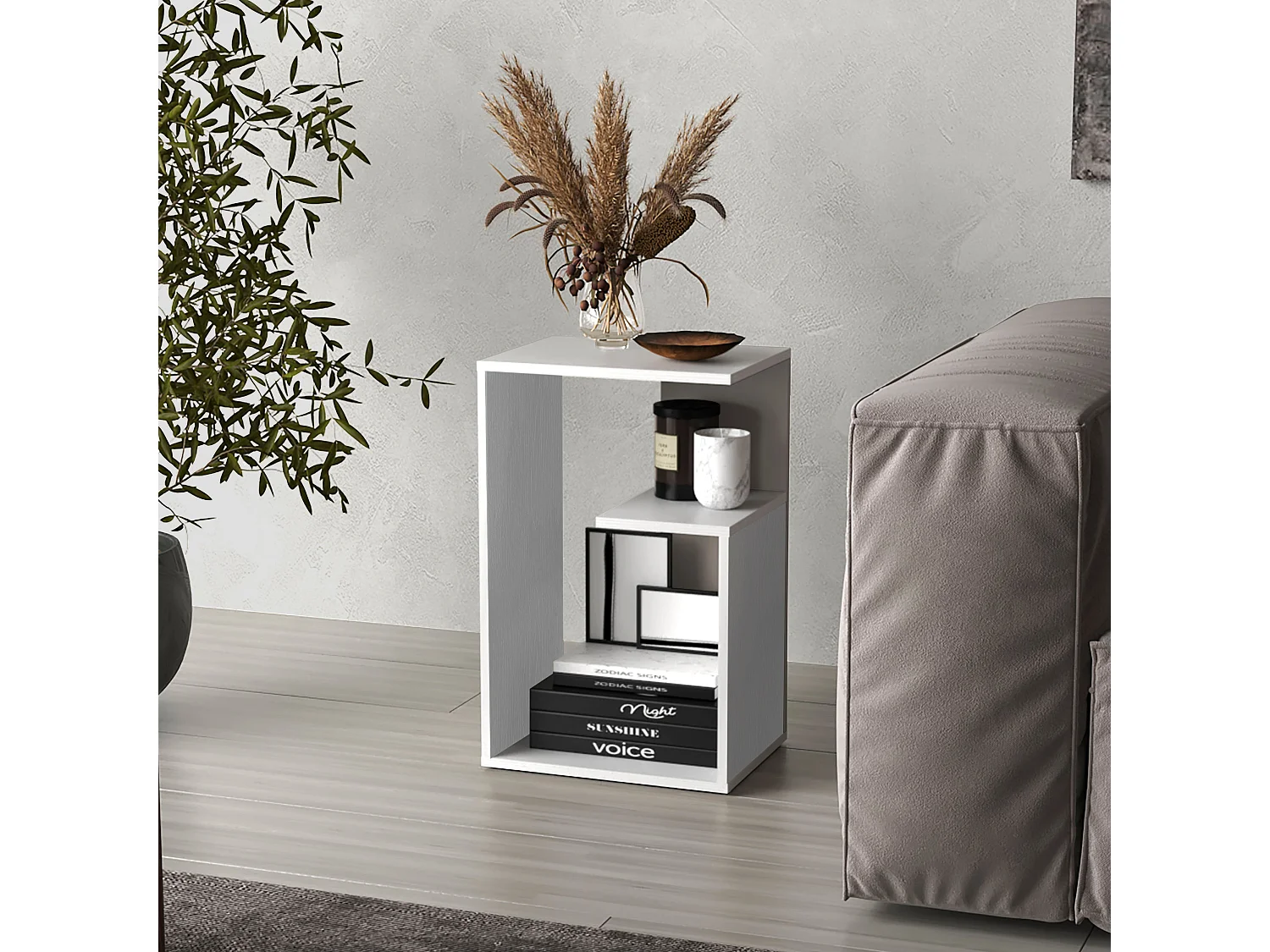 Mesa auxiliar everett en melamina con 3 estantes , Multicolor , 63.4 cm  X 39.8 cm  X 30 cm