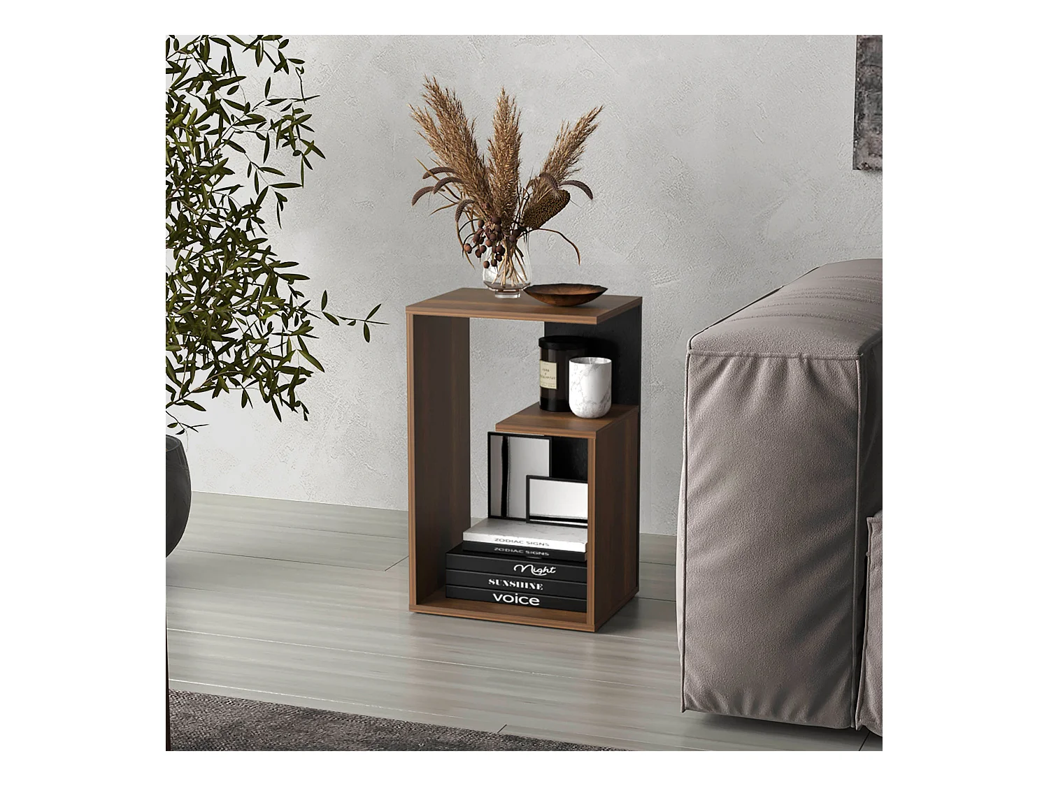 Tavolino everett in melamina con 3 ripiani , Multicolore , 63,4 cm X 39,8 cm X 30 cm