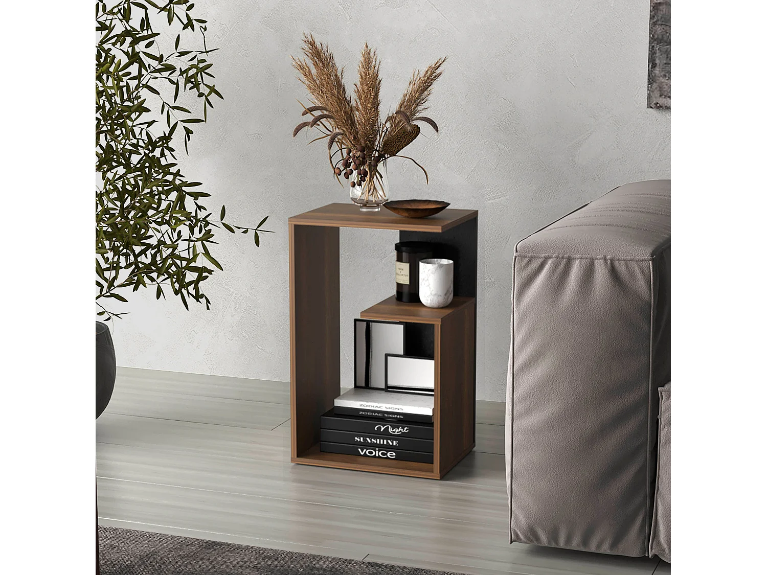 Tavolino everett in melamina con 3 ripiani , Multicolore , 63,4 cm X 39,8 cm X 30 cm