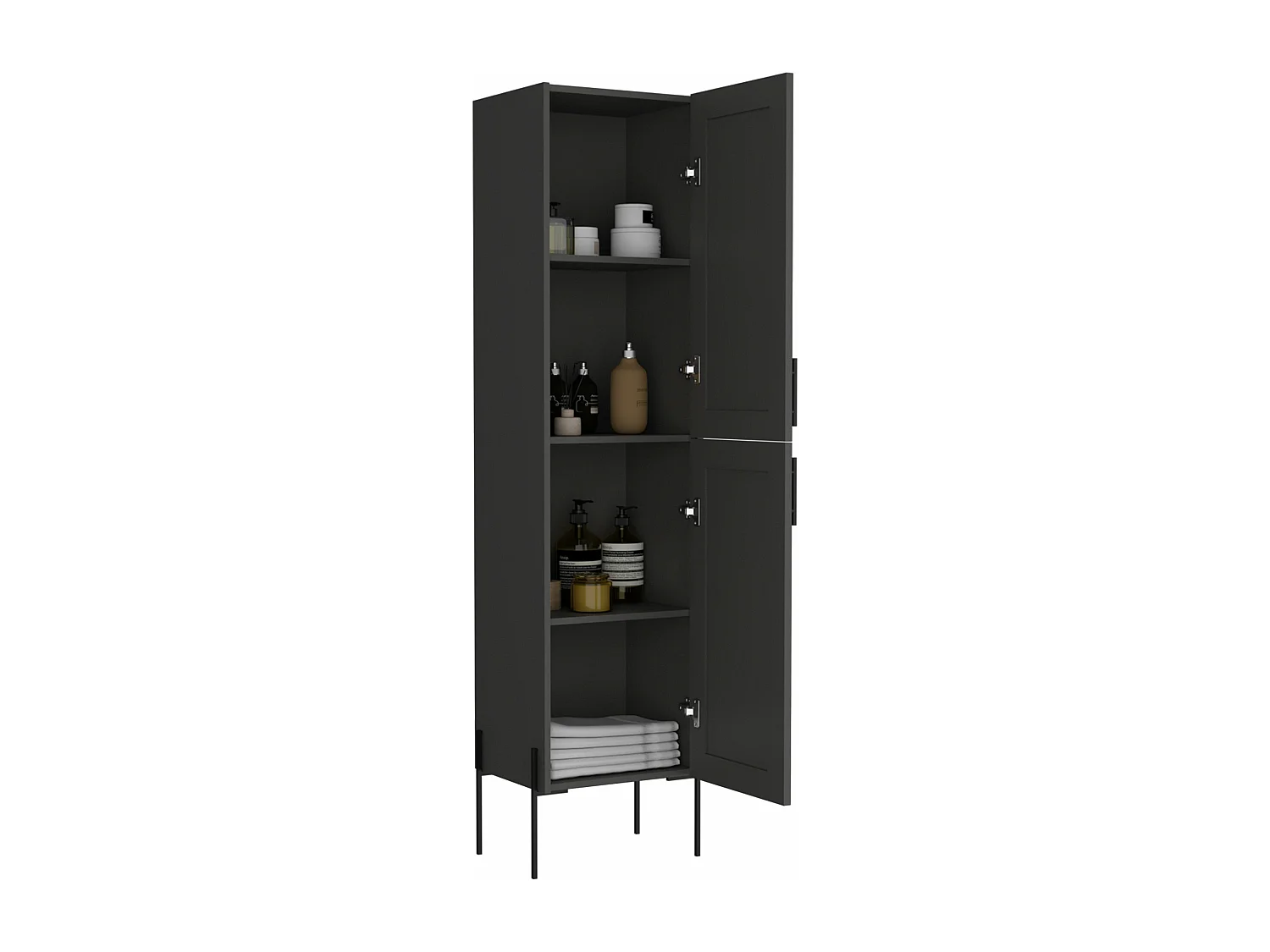 Columna de baño Sealy en melamina con 2 puertas y 4 estantes , Plomo , 180 cm X 45.1 cm X 35.5 cm