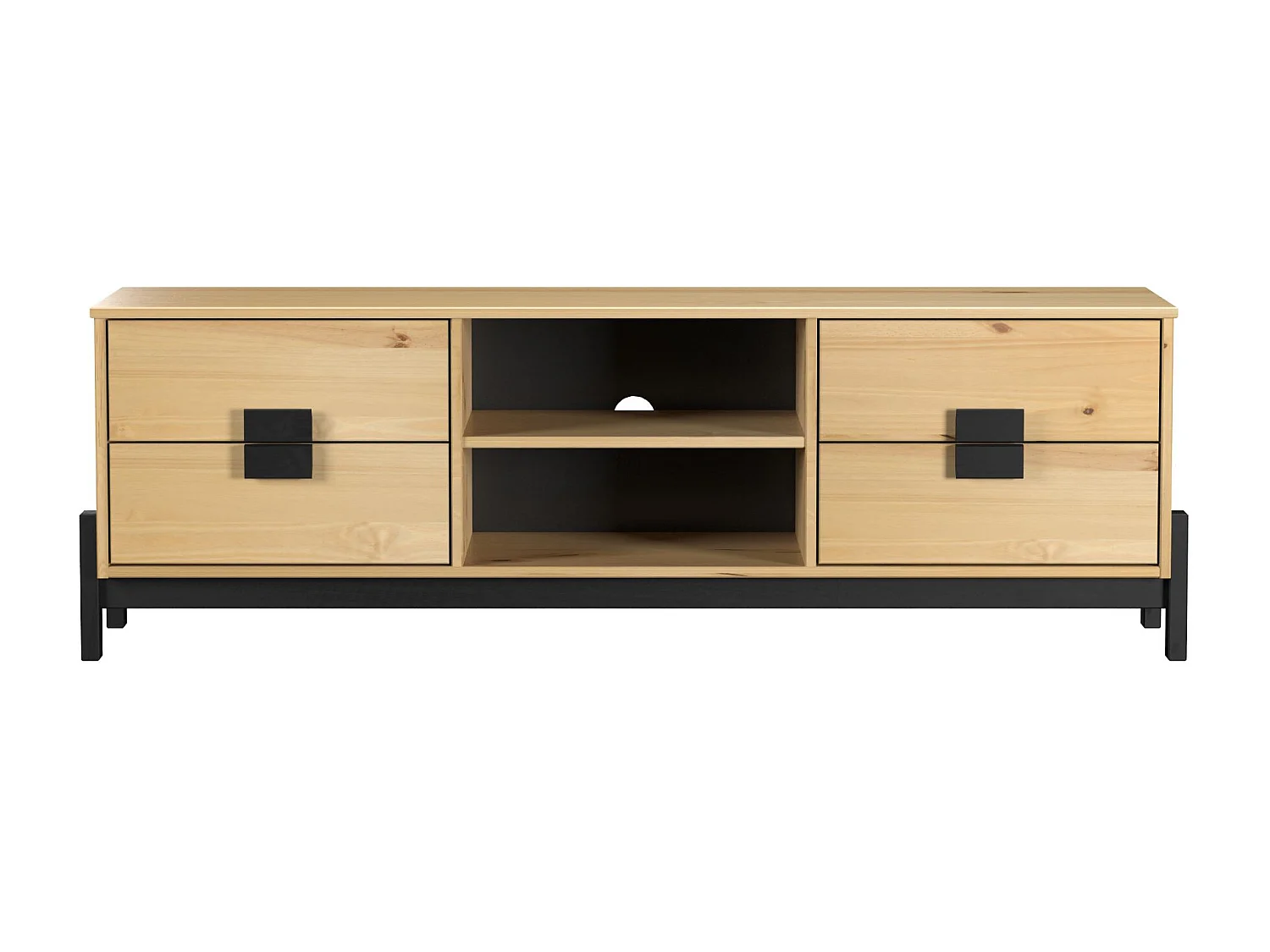 Mesa Television 4 Cajones Con Estanteria De Madera De Pino