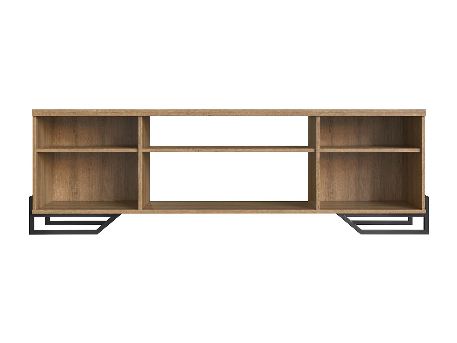 Mesa Television Estilo Industrial Con Estantes Negro-Miel