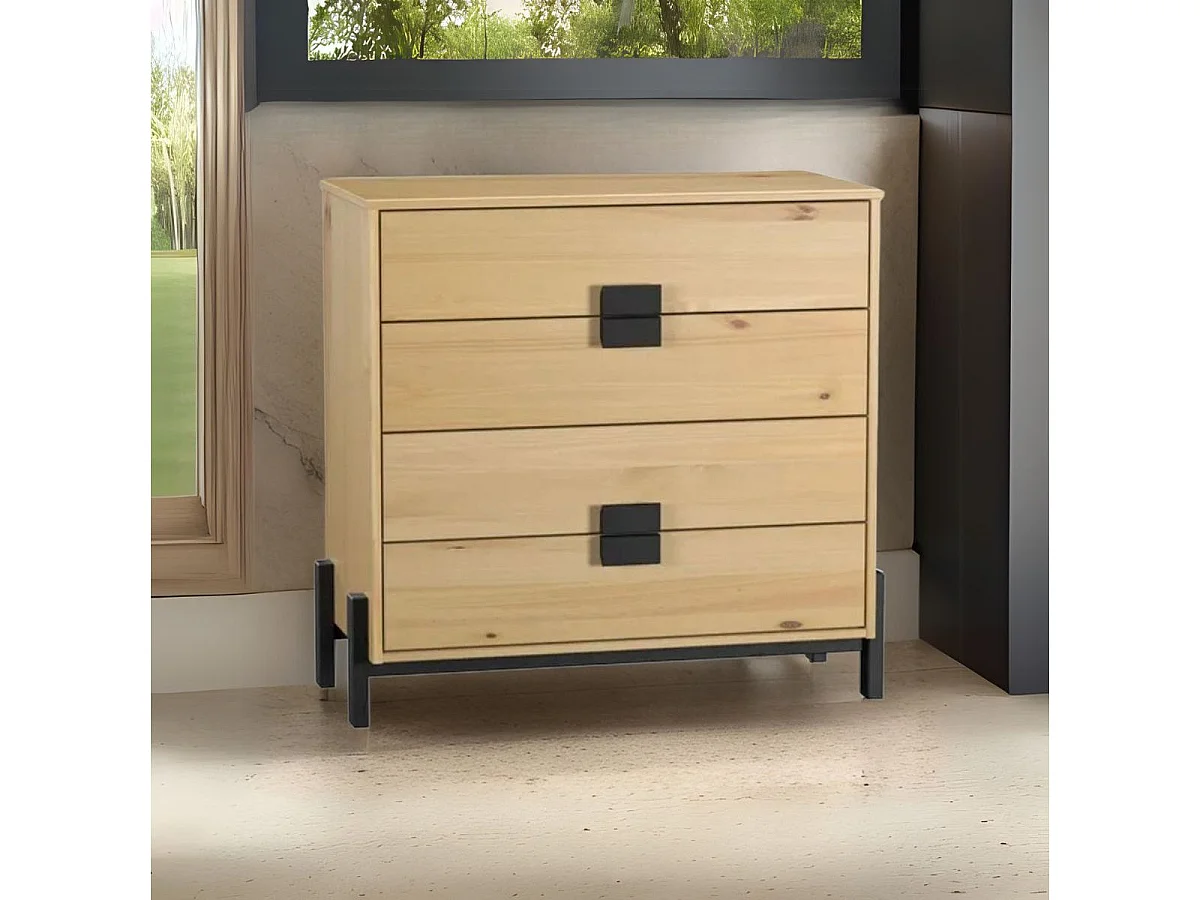 Comoda 4 Cajones Madera De Pino