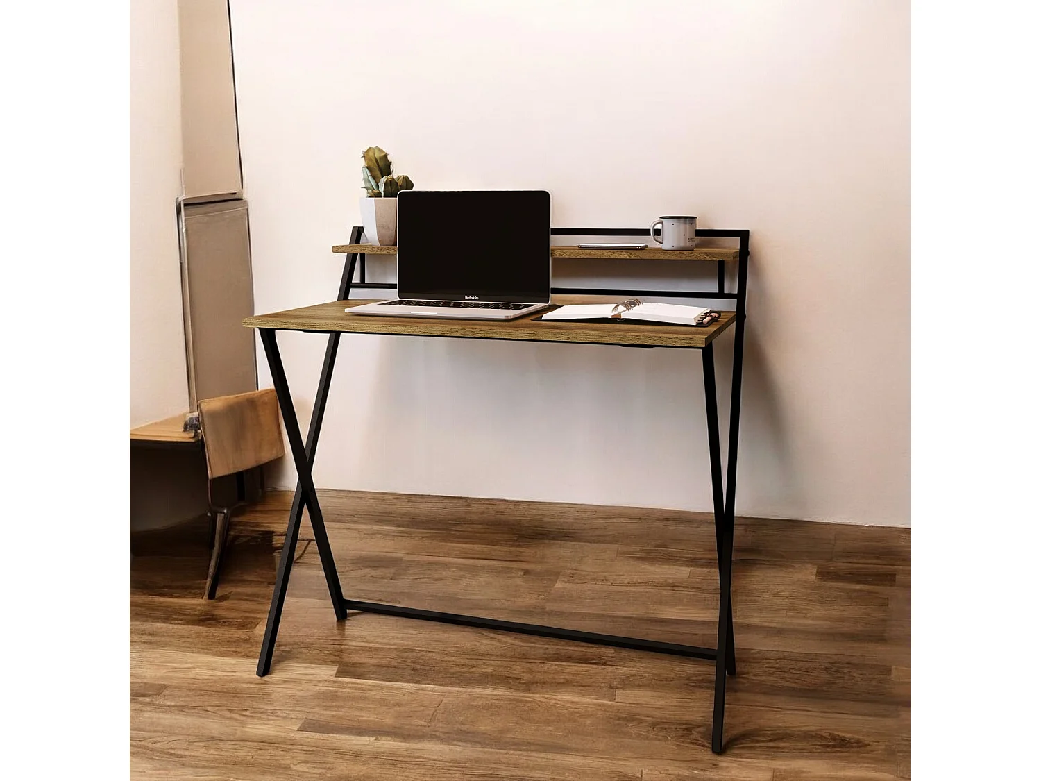 Mesa Escritorio Diseño Plegable Negro/Miel