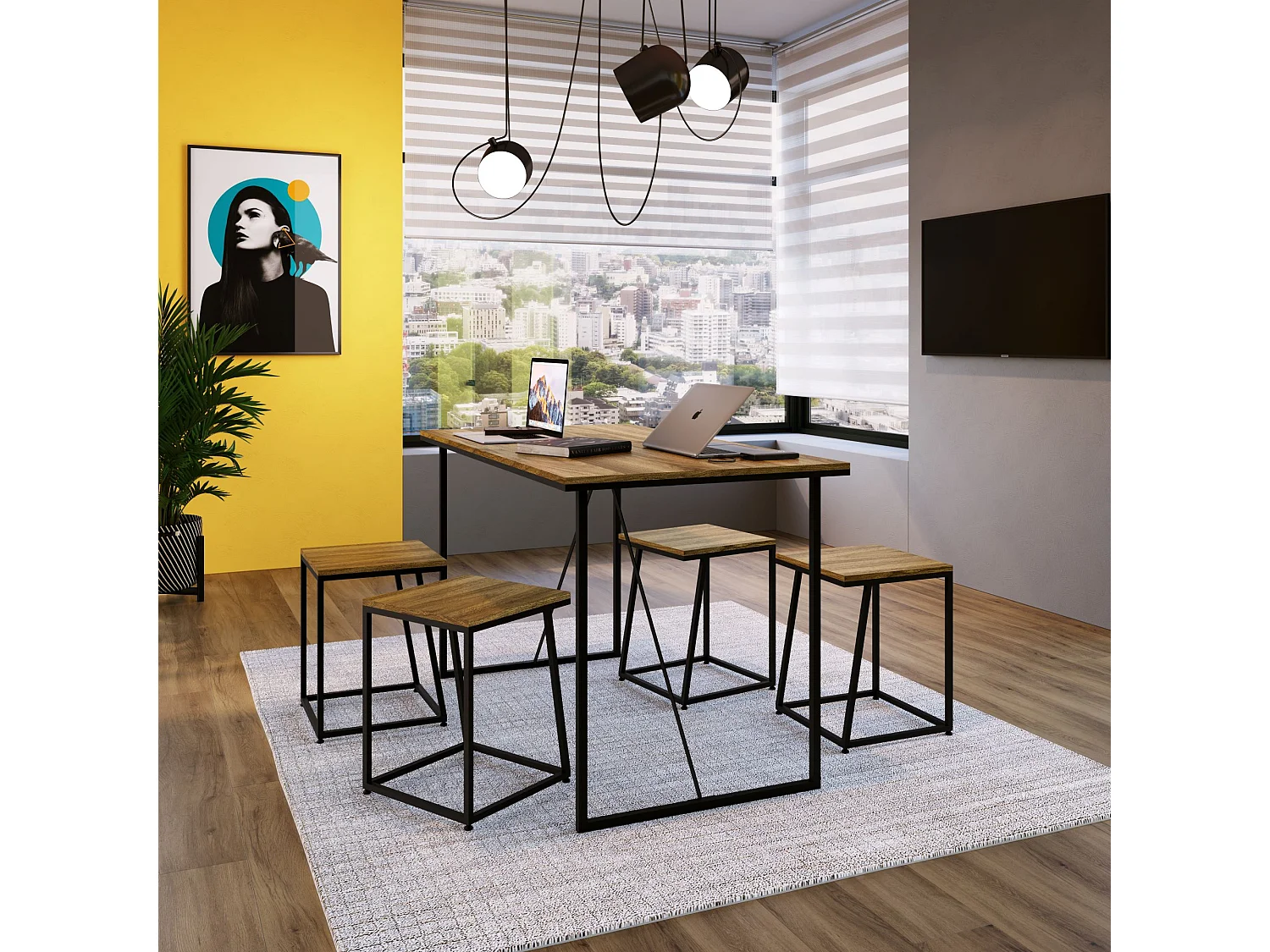 Mesa Escritorio Diseño Moderno Negro/Roble