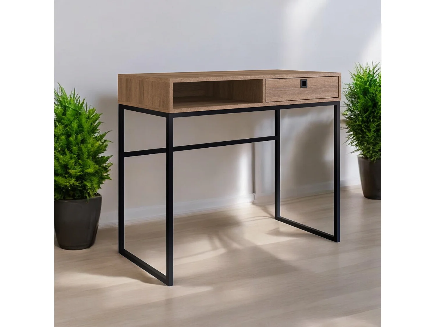 Mesa Escritorio 1 Cajon Negro/Miel