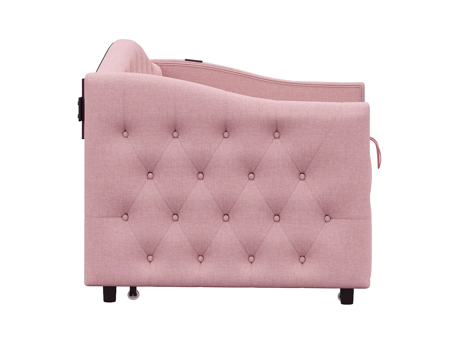 Cama nido de lino 90x200 cm y 90x190 cm - con puerto USB y somier - Rosa