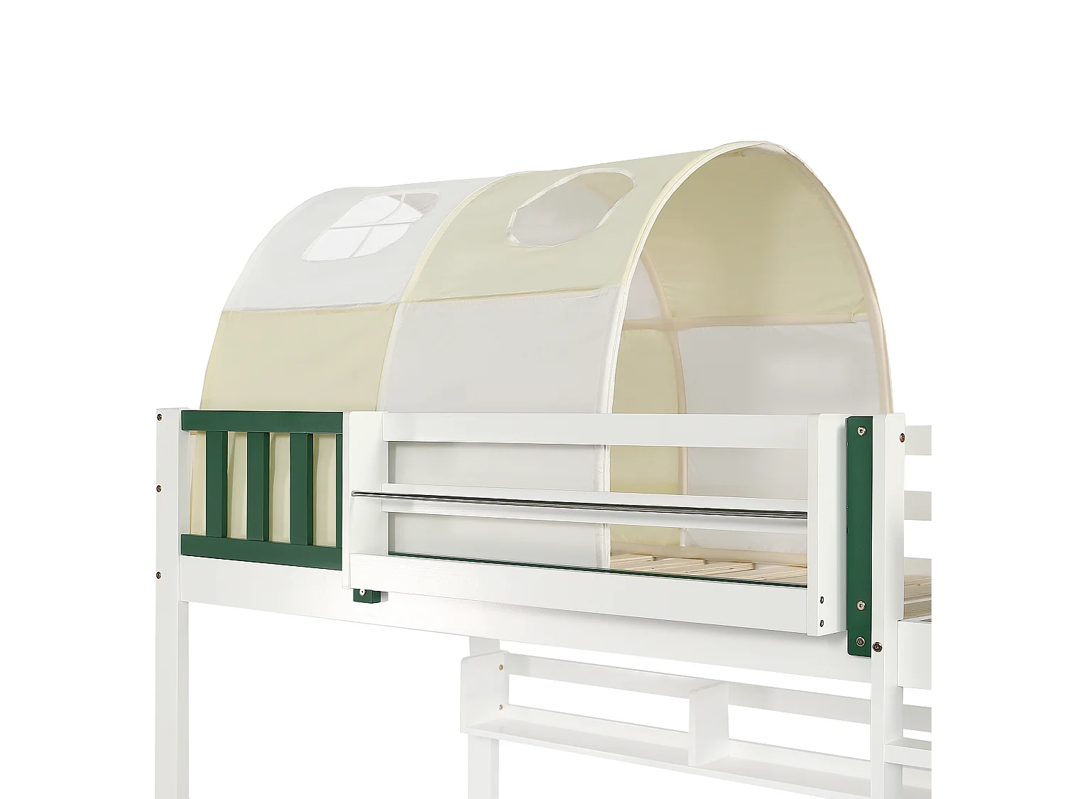 Houten stapelbed 90x200cm - met ladder en 2 laden op wielen - Wit