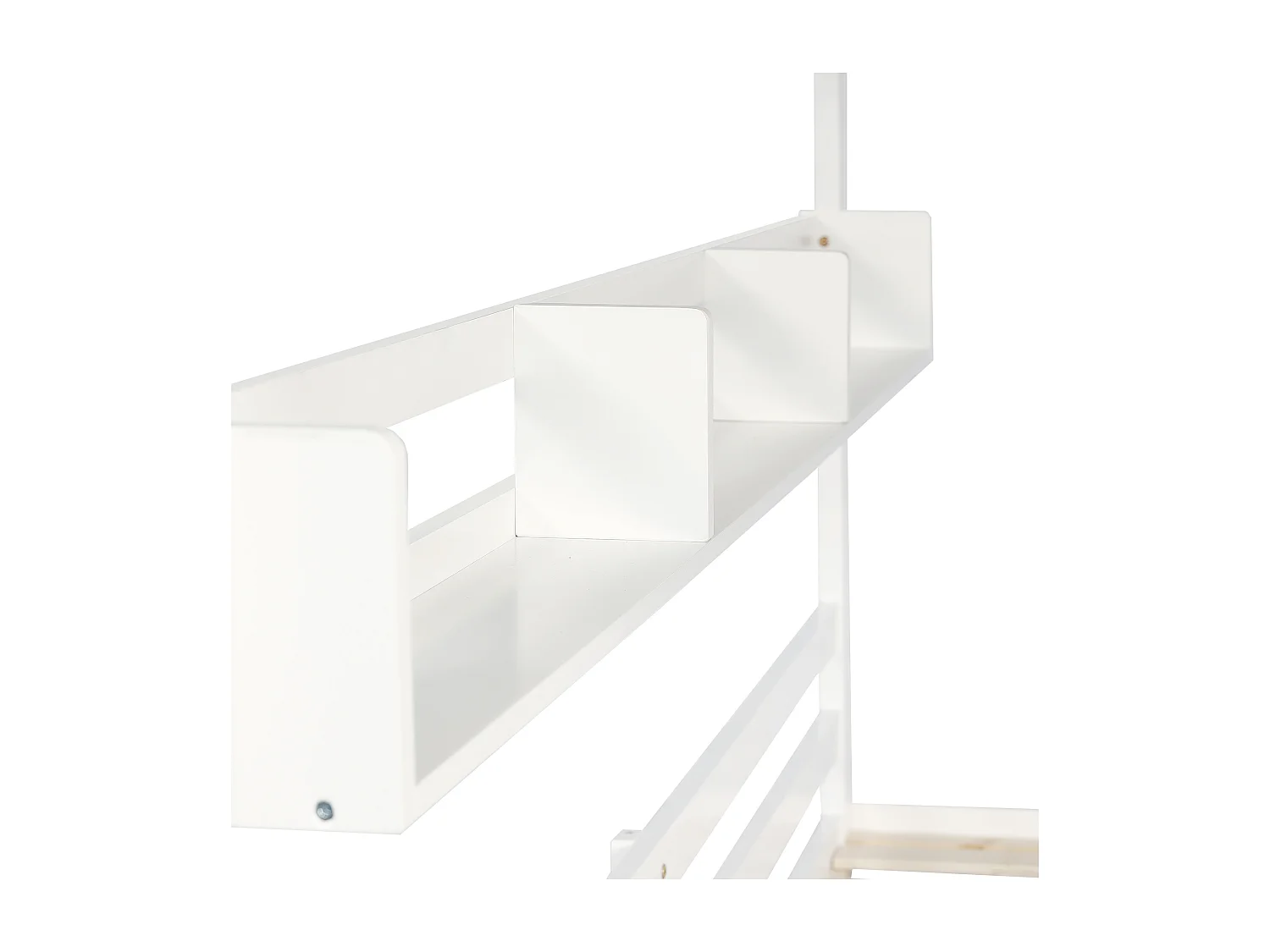 Houten stapelbed 90x200cm - met ladder en 2 laden op wielen - Wit