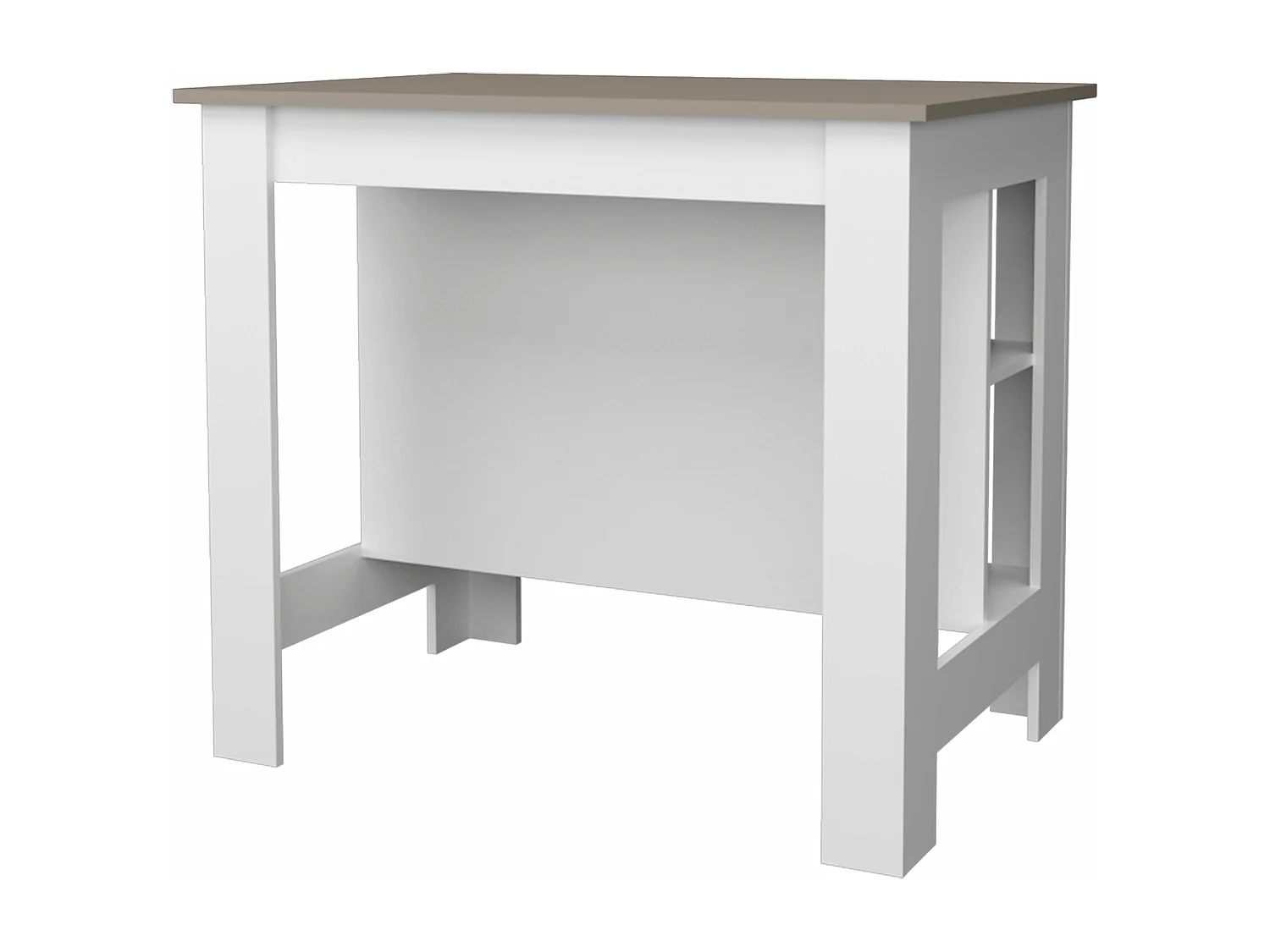 Isla de cocina Cala en melamina con 3 estantes , Taupe / Blanco , 90 cm X 103 cm X 70 cm