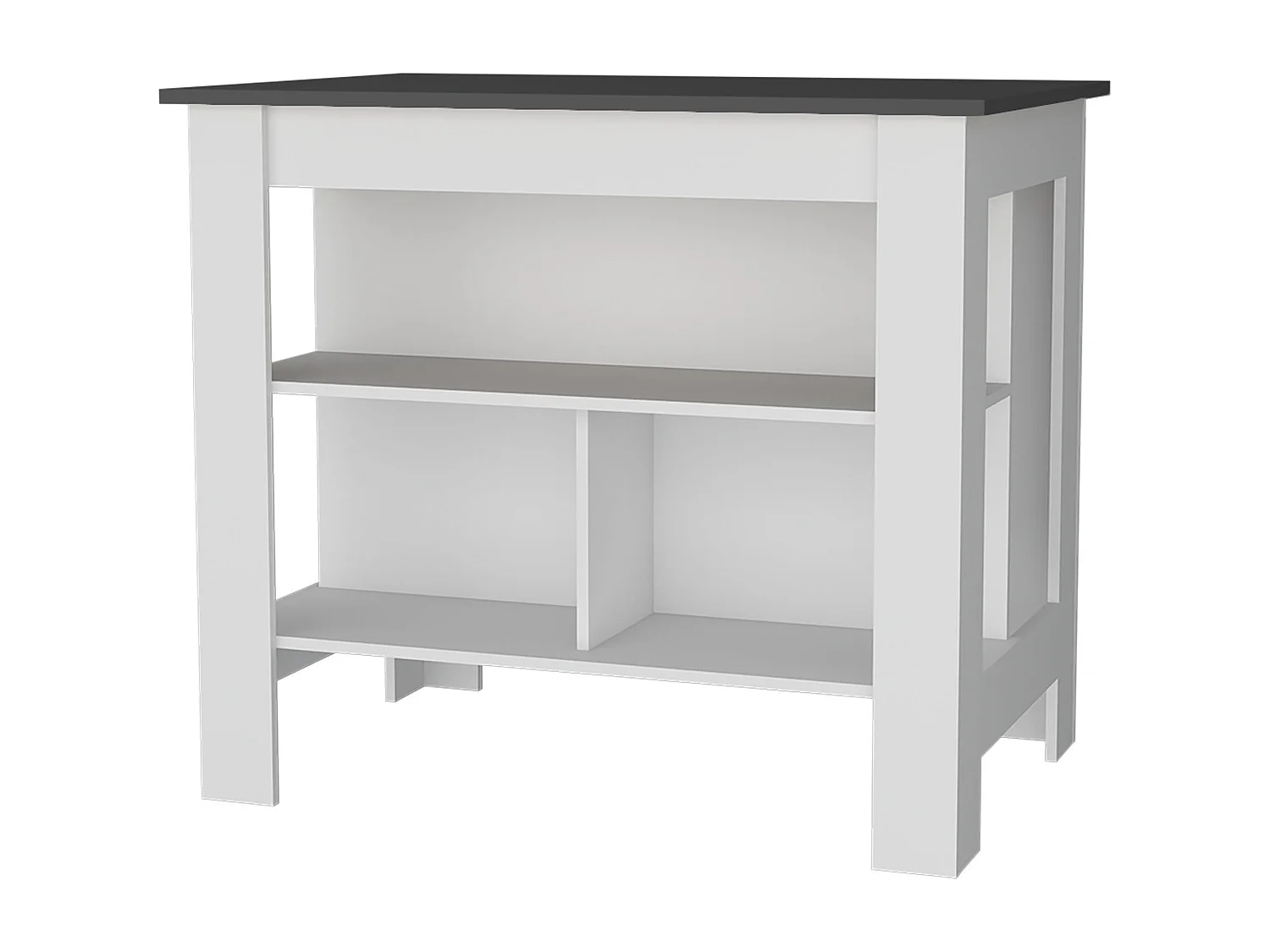 Isola da cucina Cala in melaminico con 3 ripiani , Piombo / Bianco , 90 cm X 103 cm X 70 cm