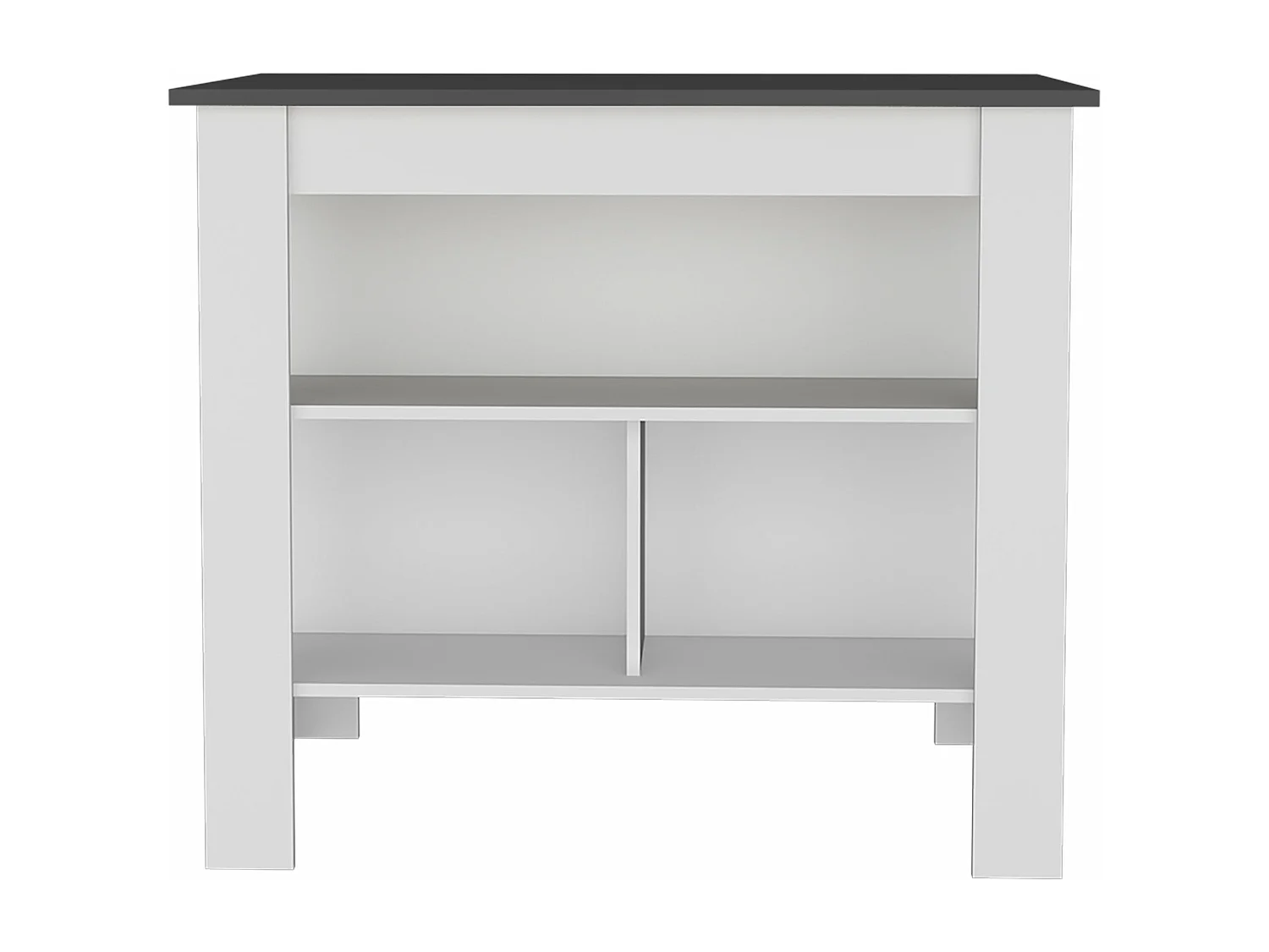 Ilot de cuisine Cala en mélaminé avec 3 étagères , Plomb / Blanc , 90 cm X 103 cm X 70 cm