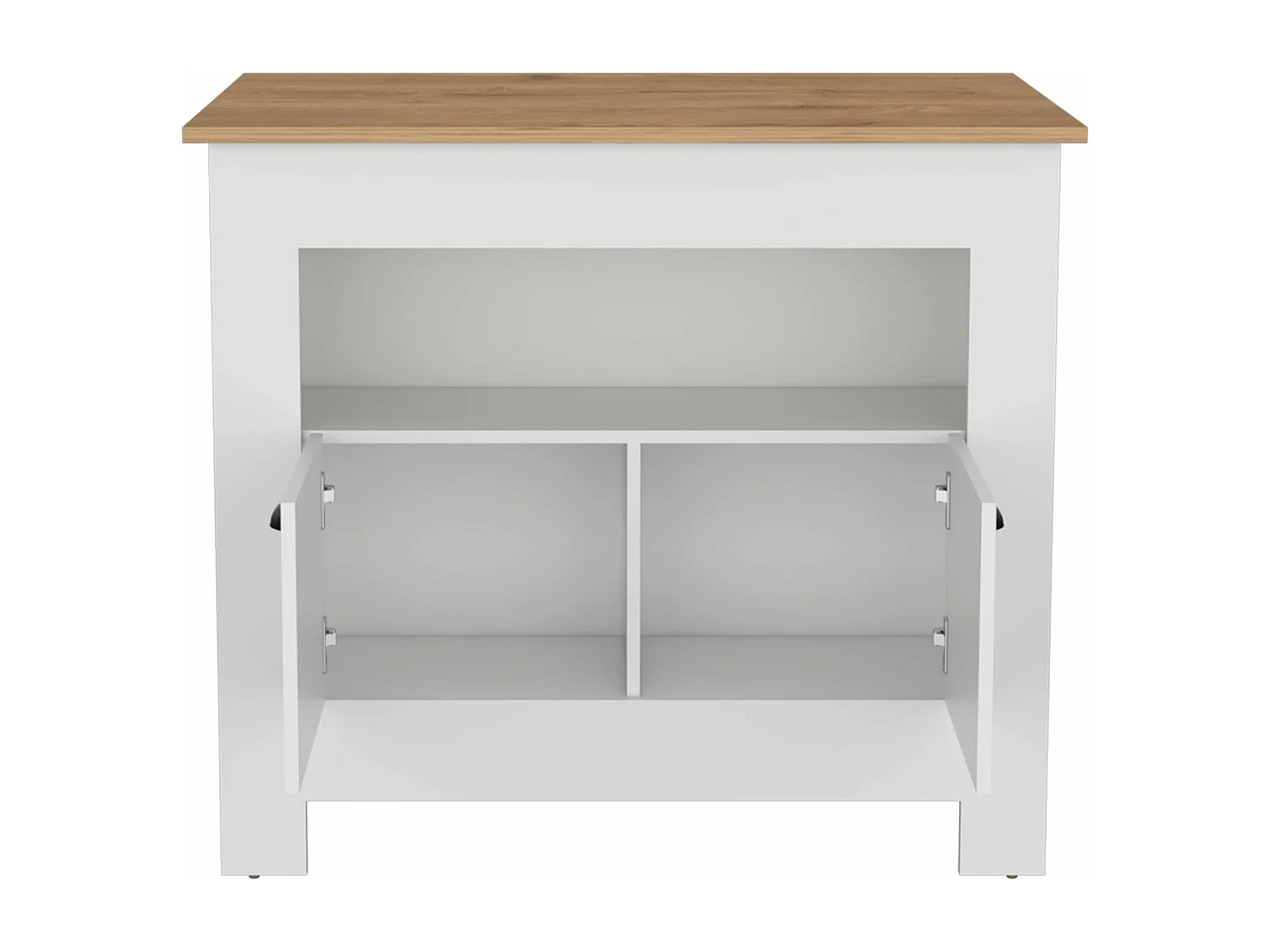 Isla de cocina Arlet en melamina con 2 puertas y 3 estantes , Blanco / Macadamia , 89.9 cm X 103 cm X 70 cm