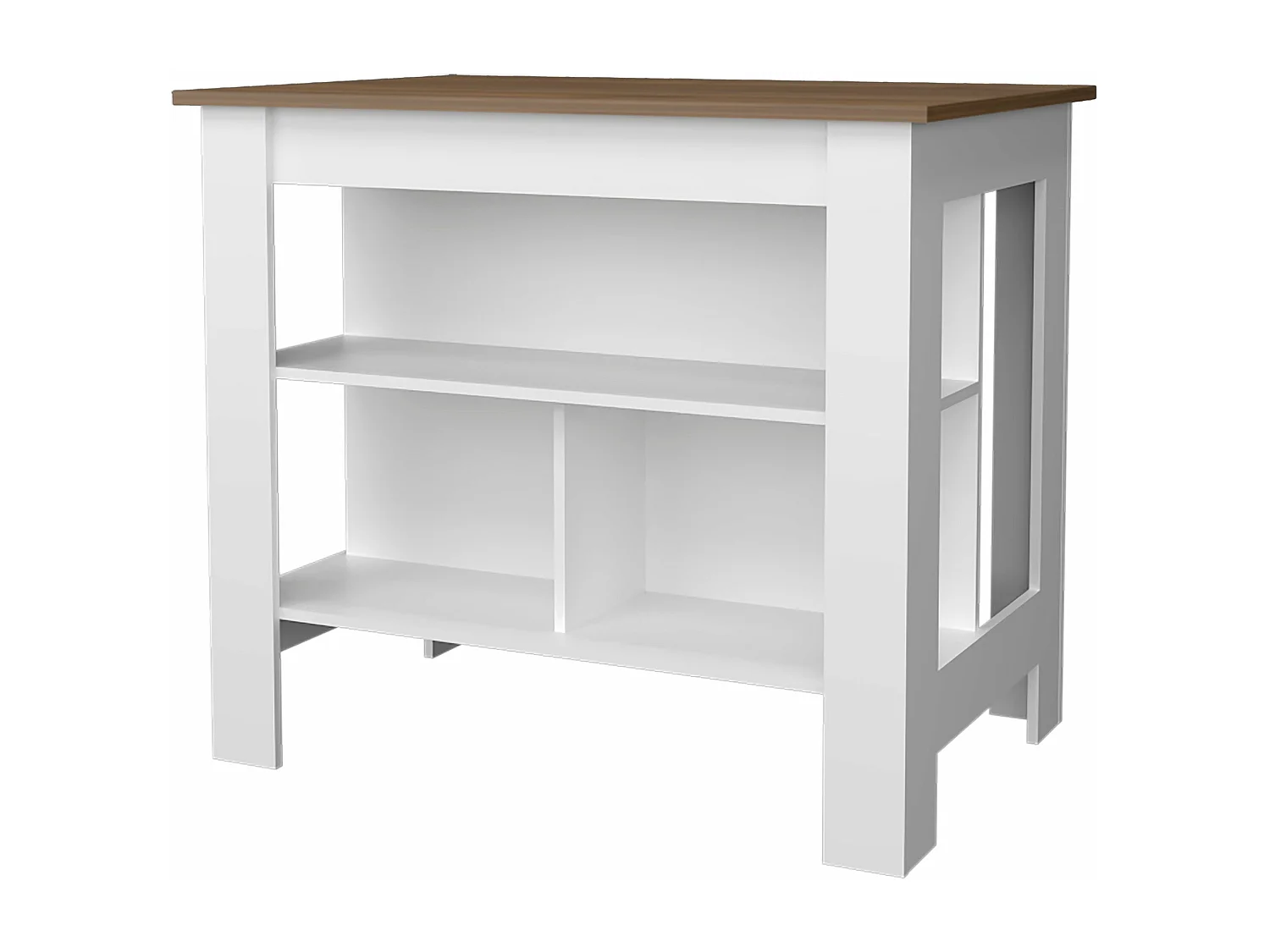 Isola da cucina Cala in melamina con 3 ripiani , Galles / Bianco , 90 cm X 103 cm X 70 cm