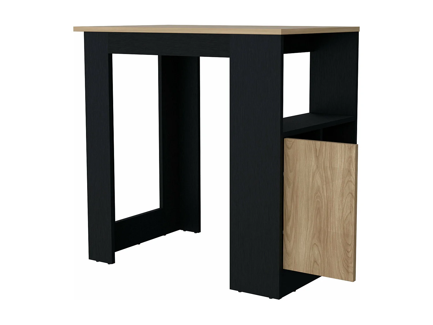 Isola da cucina Stirling in melaminico con 3 ripiani e anta inferiore, Nero / Beige , 91,3 cm X 92 cm X 59 cm