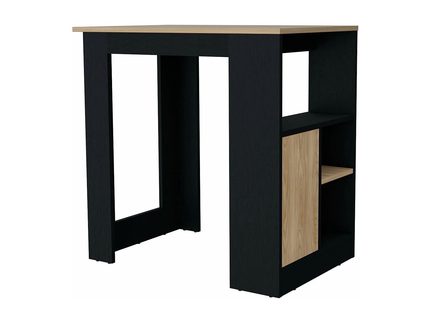 Ilot de cuisine Stirling en mélaminé avec 3 étagères et porte de rangement inférieure , Noir / Beige , 91.3 cm X 92 cm X 59 cm
