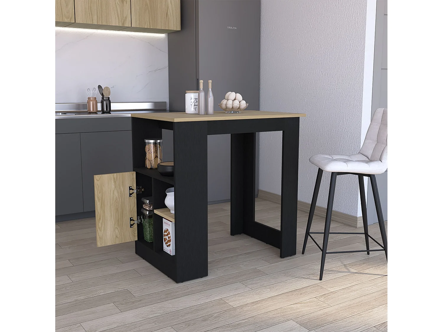 Îlot de cuisine Stirling de 92 cm, wengé et frêne