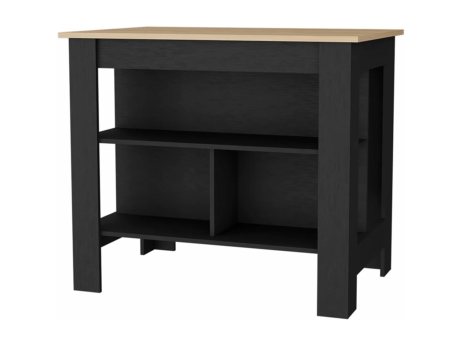 Isola da cucina Cala in melaminico a 3 ripiani , Rovere / Nero , 90 cm X 103 cm X 70 cm