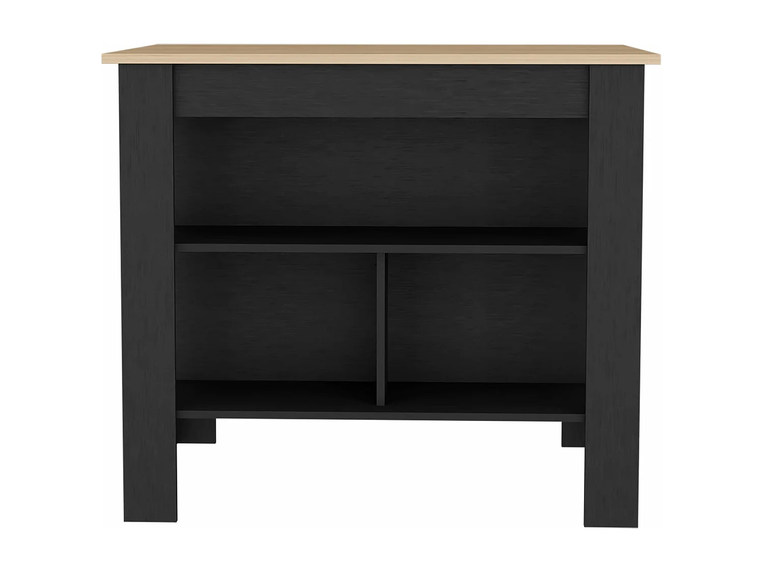 Ilot de cuisine Cala en mélamine avec 3 étagères , Rovere / Black , 90 cm X 103 cm X 70 cm