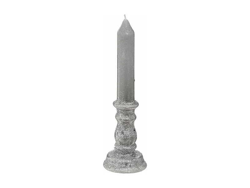 Bougie Chandelier Argent pailleté H 20 cm 98G