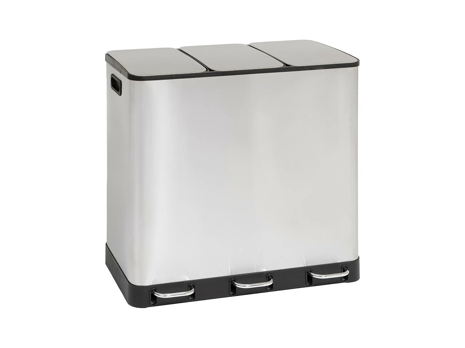 Poubelle de Tri sélectif en Inox 3 bacs de 18 Litres ouverture à pédale