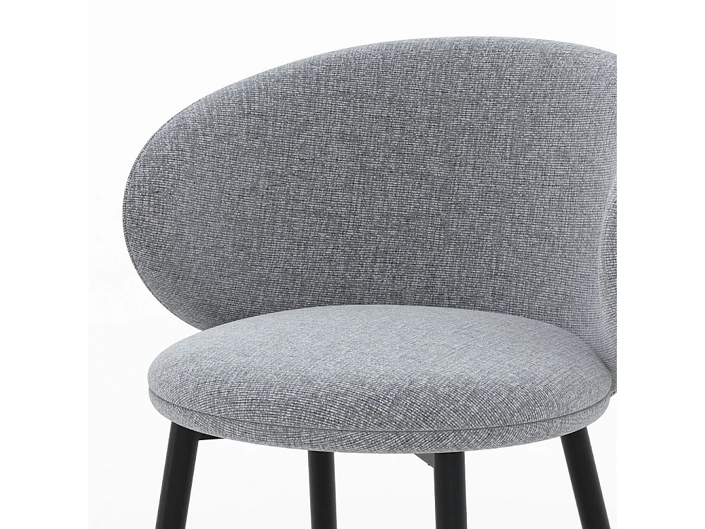 Lot de 2 chaises en tissu gris foncé chiné et pieds noirs - Cécilia