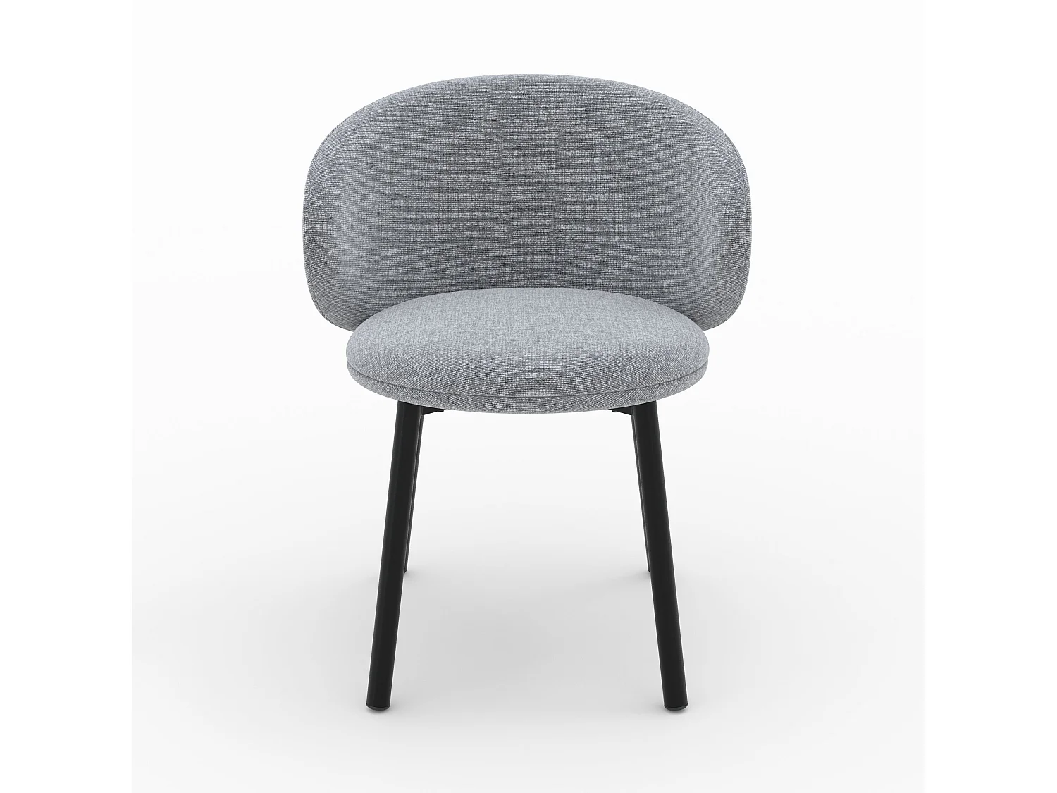 Lot de 2 chaises en tissu gris foncé chiné et pieds noirs - Cécilia