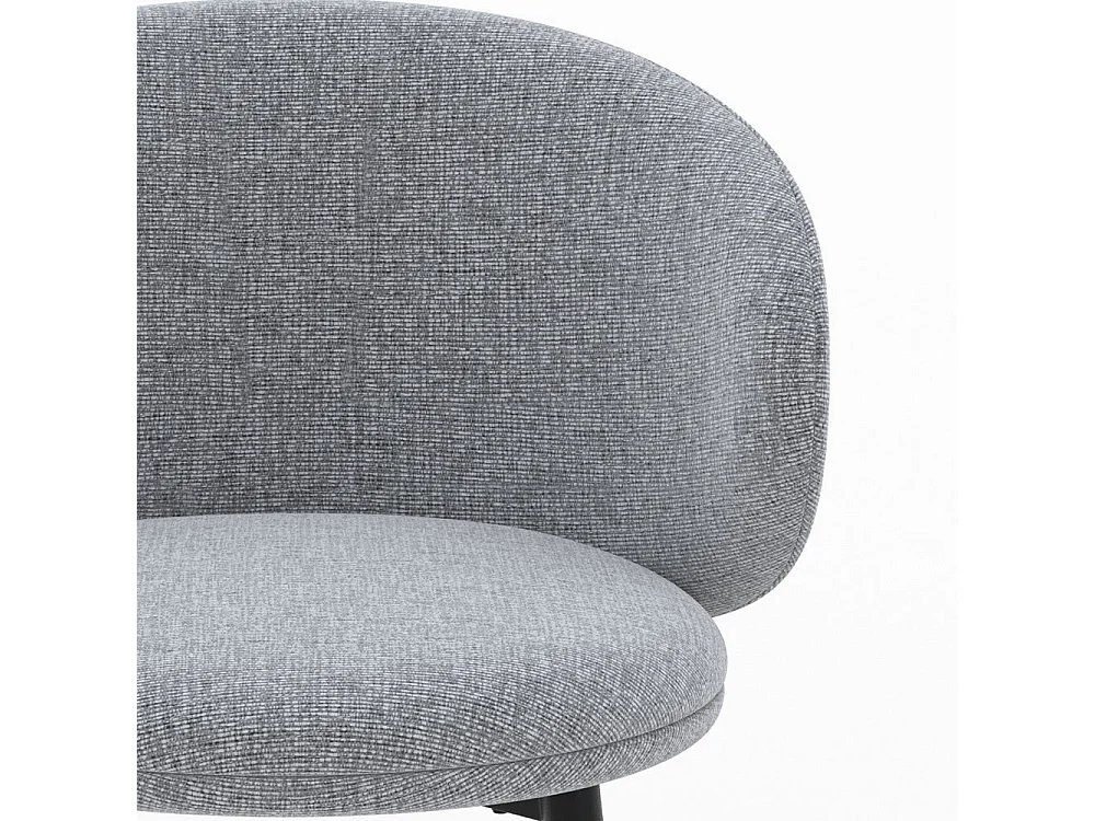 Lot de 2 chaises en tissu gris foncé chiné et pieds noirs - Cécilia