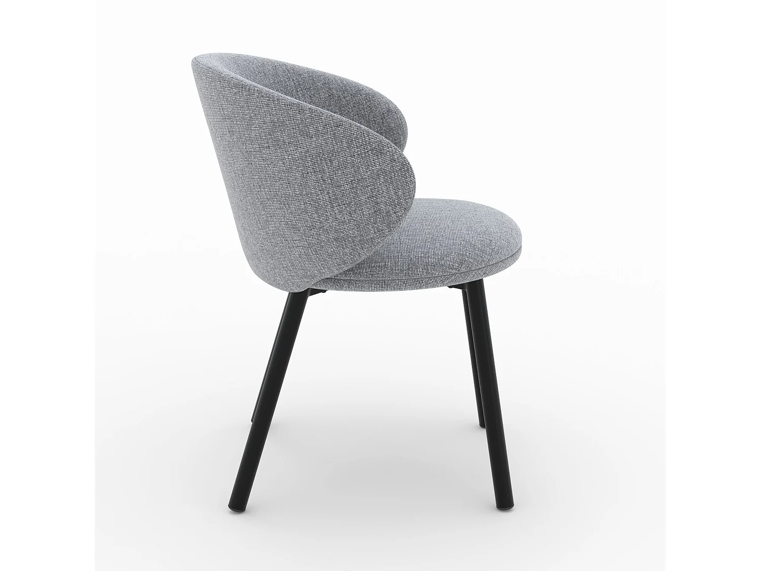 Lot de 2 chaises en tissu gris foncé chiné et pieds noirs - Cécilia