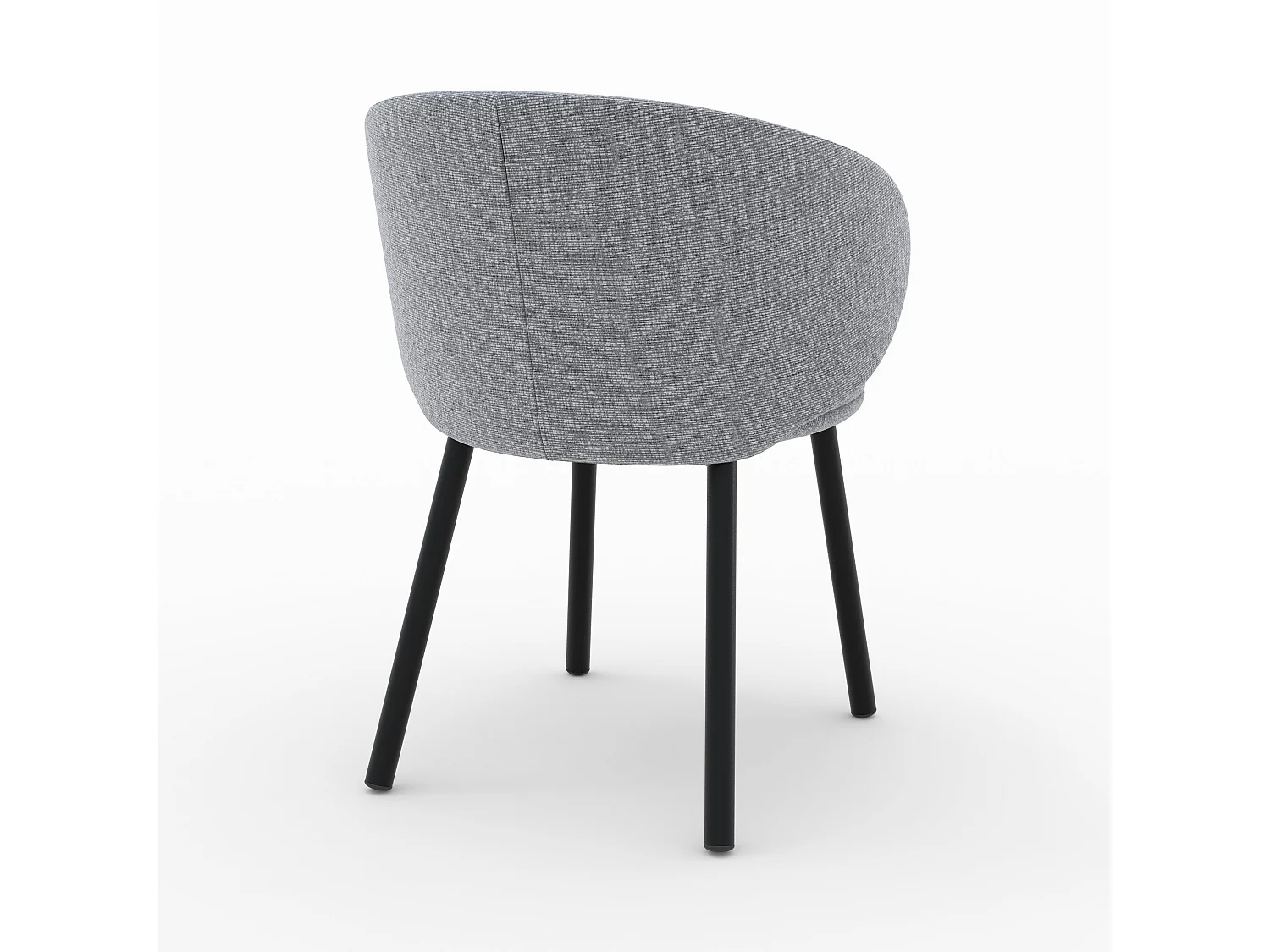 Lot de 2 chaises en tissu gris foncé chiné et pieds noirs - Cécilia