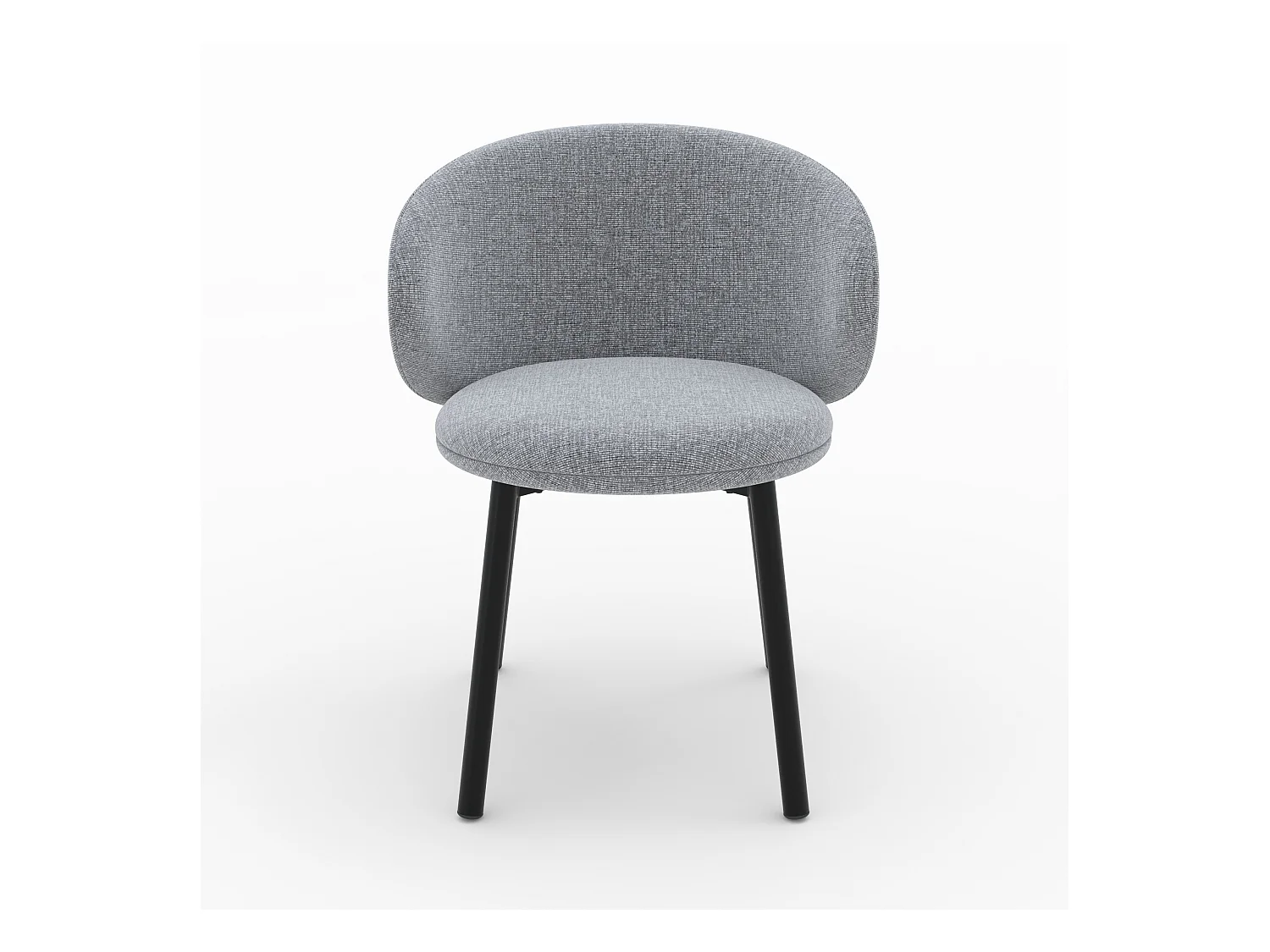 Lot de 2 chaises en tissu gris foncé chiné et pieds noirs - Cécilia