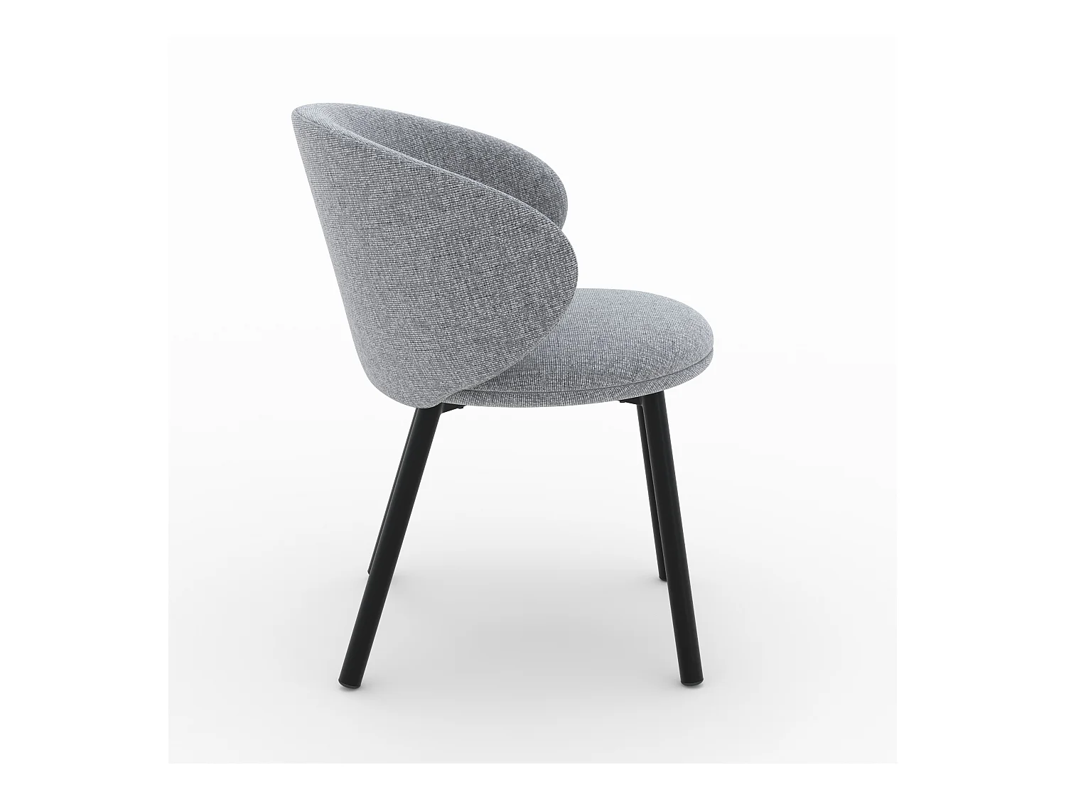 Lot de 2 chaises en tissu gris foncé chiné et pieds noirs - Cécilia