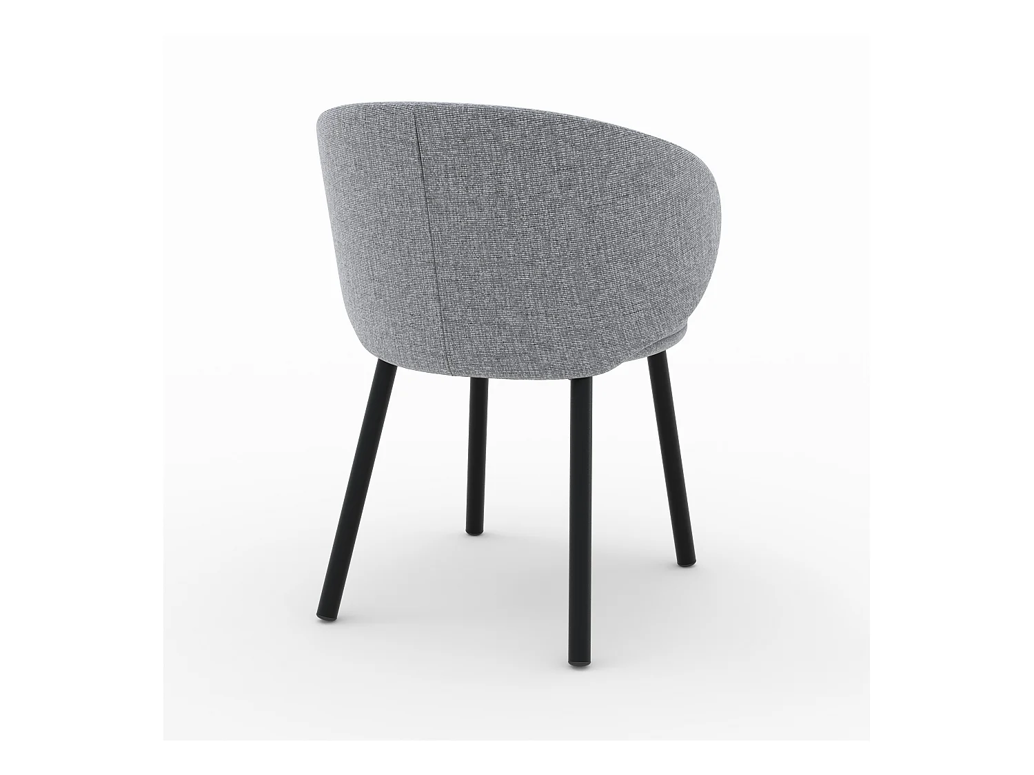 Lot de 2 chaises en tissu gris foncé chiné et pieds noirs - Cécilia