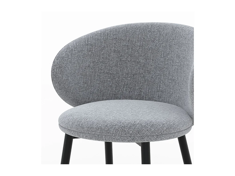 Lot de 2 chaises en tissu gris foncé chiné et pieds noirs - Cécilia
