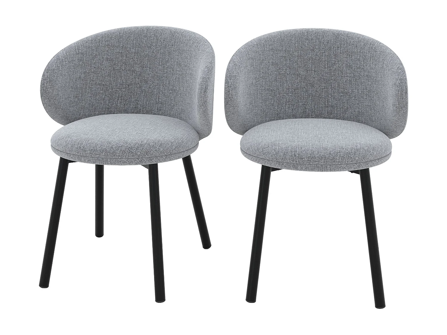 Set di 2 sedie in tessuto grigio scuro mélange e piedi neri - Cécilia