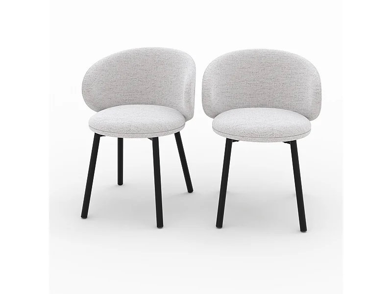 Set de 2 sillas de bar en tela jaspeada gris claro con patas negras - Cécilia