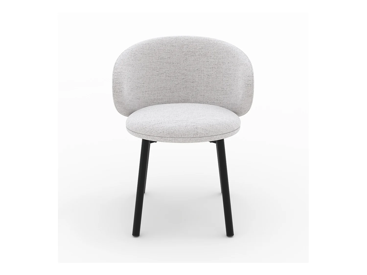 Lot de 2 chaises en tissu gris clair chiné et pieds noirs - Cécilia