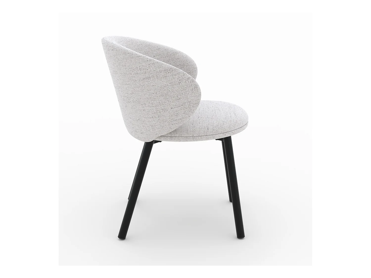Lot de 2 chaises en tissu gris clair chiné et pieds noirs - Cécilia