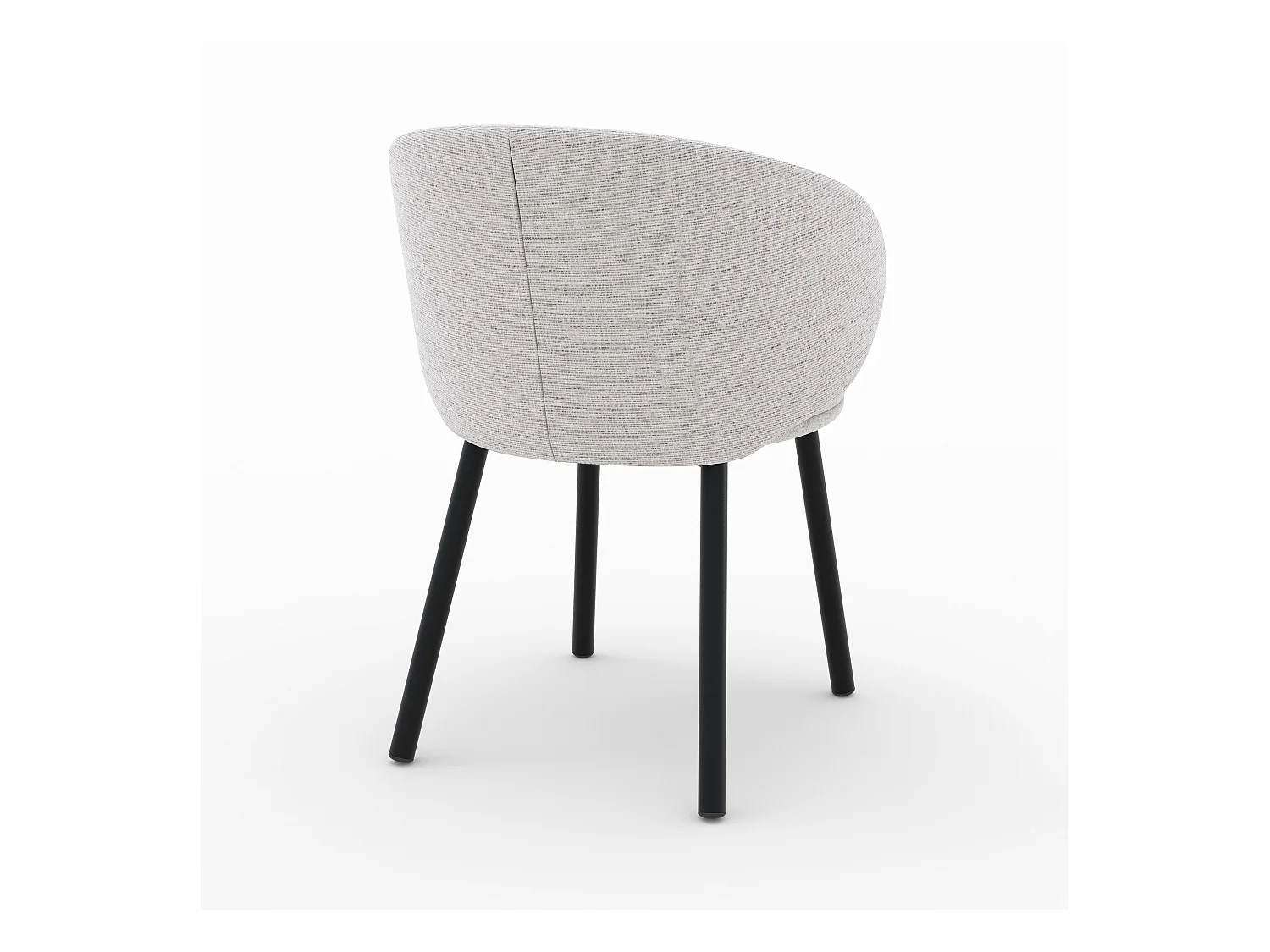 Lot de 2 chaises en tissu gris clair chiné et pieds noirs - Cécilia