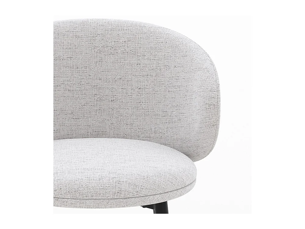 Lot de 2 chaises en tissu gris clair chiné et pieds noirs - Cécilia