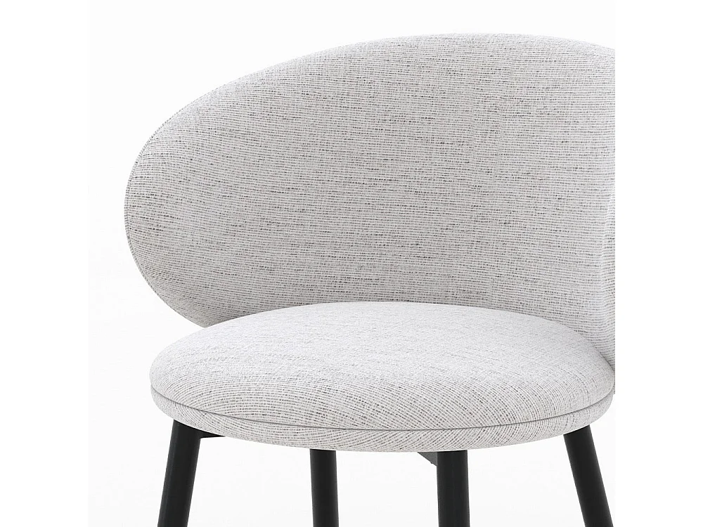 Lot de 2 chaises en tissu gris clair chiné et pieds noirs - Cécilia