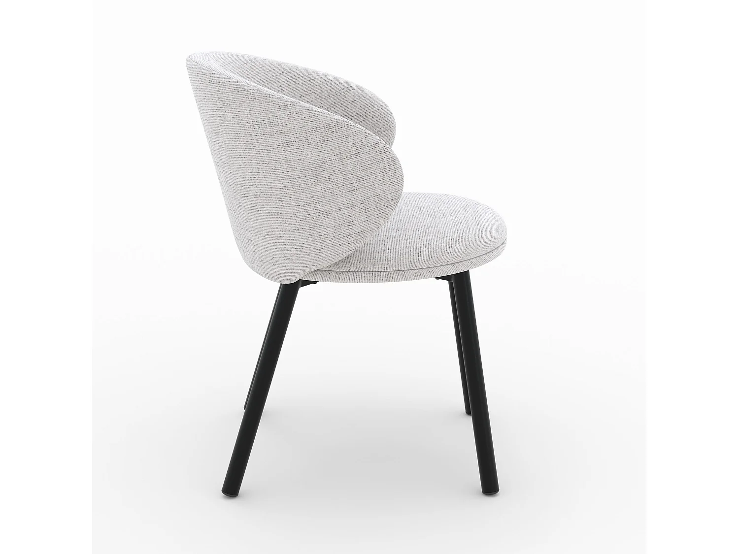 Lot de 2 chaises en tissu gris clair chiné et pieds noirs - Cécilia