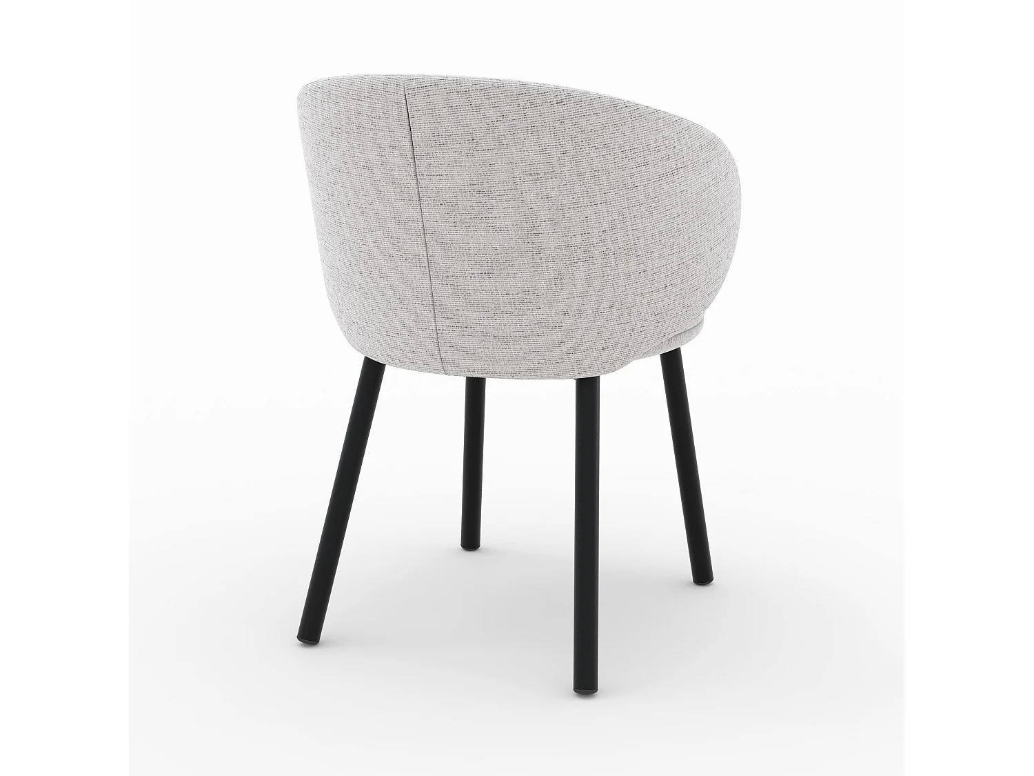 Lot de 2 chaises en tissu gris clair chiné et pieds noirs - Cécilia