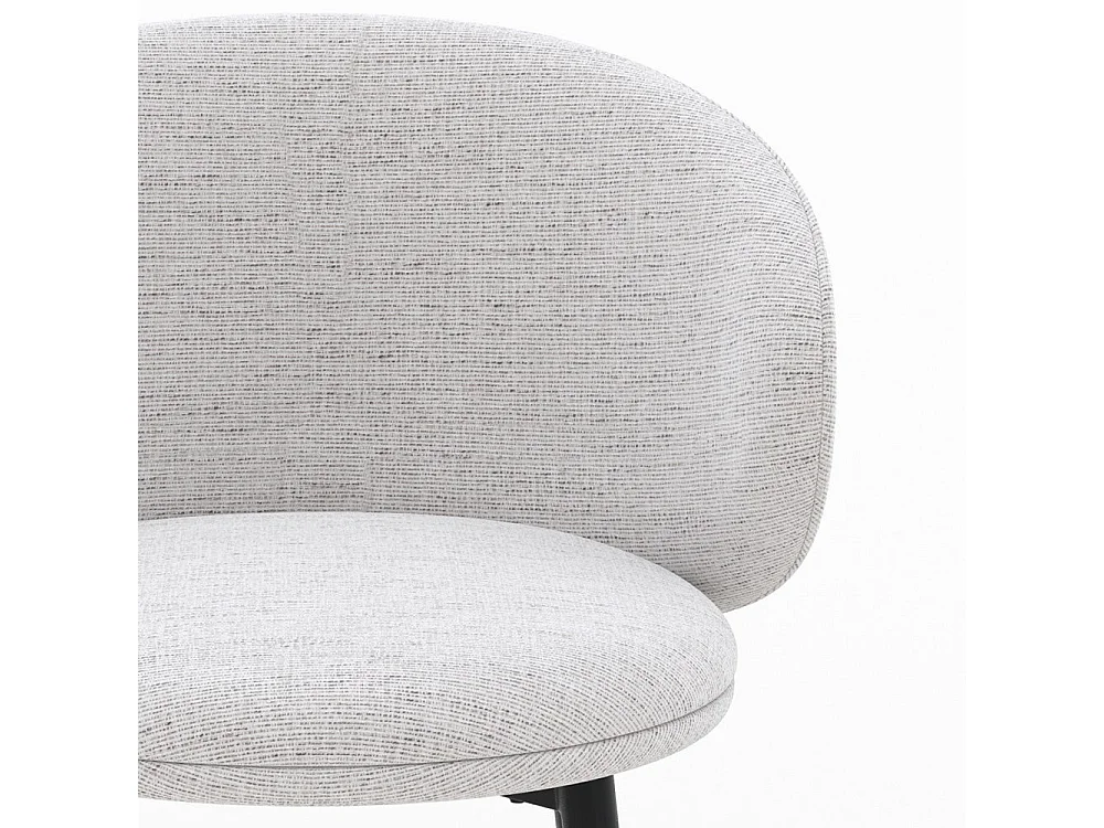 Lot de 2 chaises en tissu gris clair chiné et pieds noirs - Cécilia