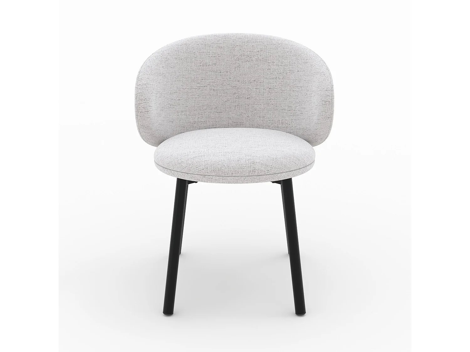 Lot de 2 chaises en tissu gris clair chiné et pieds noirs - Cécilia