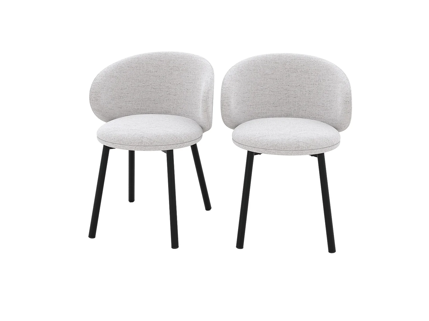 Set di 2 sedie in tessuto grigio chiaro melange con gambe nere - Cécilia